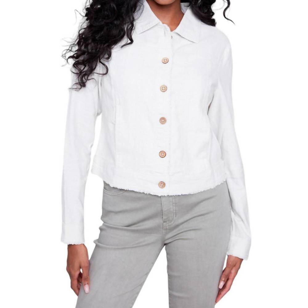 CHARLIE B White Button-Front Women's Jacket, off white